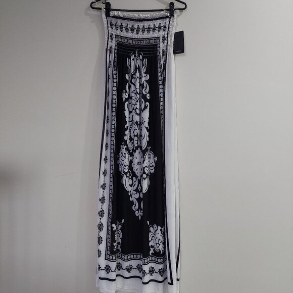 Maxi Beach Cover-Up Dress, Black and White, MAJORA, Size M - Picture 1 of 8